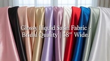 Glossy Liquid Satin Fabric 58" Wide Shiny Bridal Quality Satin by the Yard