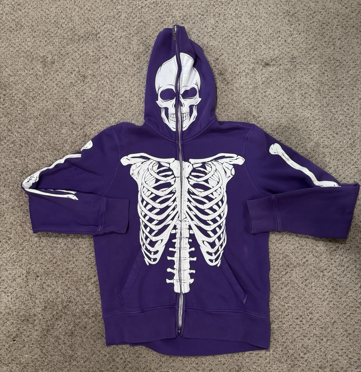 Goth Money Records Purple Skeleton Full Zip Hoodie Medium | eBay