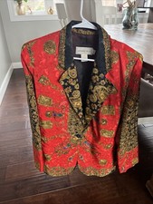 VTG HOWARD WOLF One button Blazer Baroque "Gianni inspired" design Made in USA