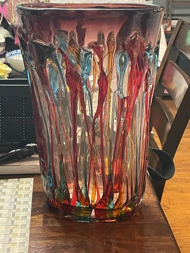 Murano glass Vase - Enrico Cammozzo - Multi Colored, Glass Blown, Heavy, Signed