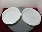 VTG Set of 2 PYREX 8" Round Cake Dish Pan #221 Solid White Opal Milk Glass