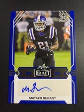 Mataeo Durant 2022 Leaf Draft Blue Auto Duke Blue Devils Running Back RC Rookie