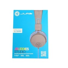 JLab JBuddies Studio On-Ear Kids Wired Headphones with Mic, Graphite/Blue