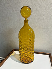 Vintage Blenko Vineyard Line Decanter #6037 in Jonquil - Husted - 