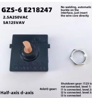 10pcs Electric Fan Speed Switch 4-Position 3-Speed Switch GZS-6 Airflow E218247