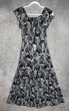 Style & Co Tiered Maxi Dress Womens Size Medium Black White Lined Smocked Waist