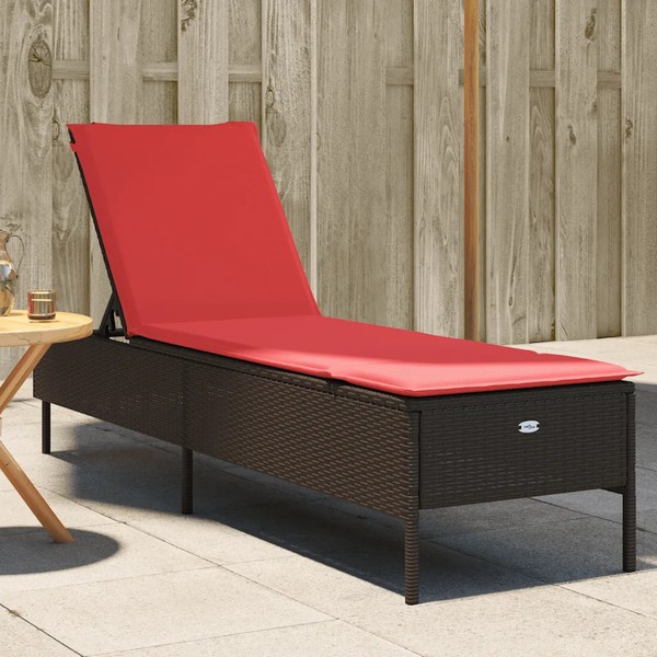 Sonnenliege Mit Kissen Poly Rattan Braun FüR Garten Terrasse Balkon-image