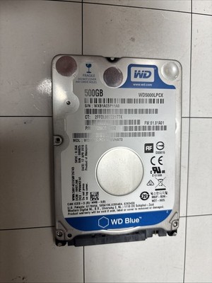 Western Digital Blue 500GB, Internal, 5400 RPM, 2.5'' (WD5000LPCX) Hard Drive