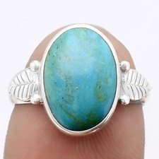Leaf - Natural Peruvian Opalina 925 Sterling Silver Ring s.7 Jewelry R-1261