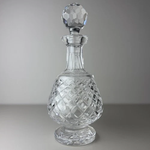 Vintage Waterford Crystal Alana Brandy Decanter Faceted Stopper Footed 12" EUC