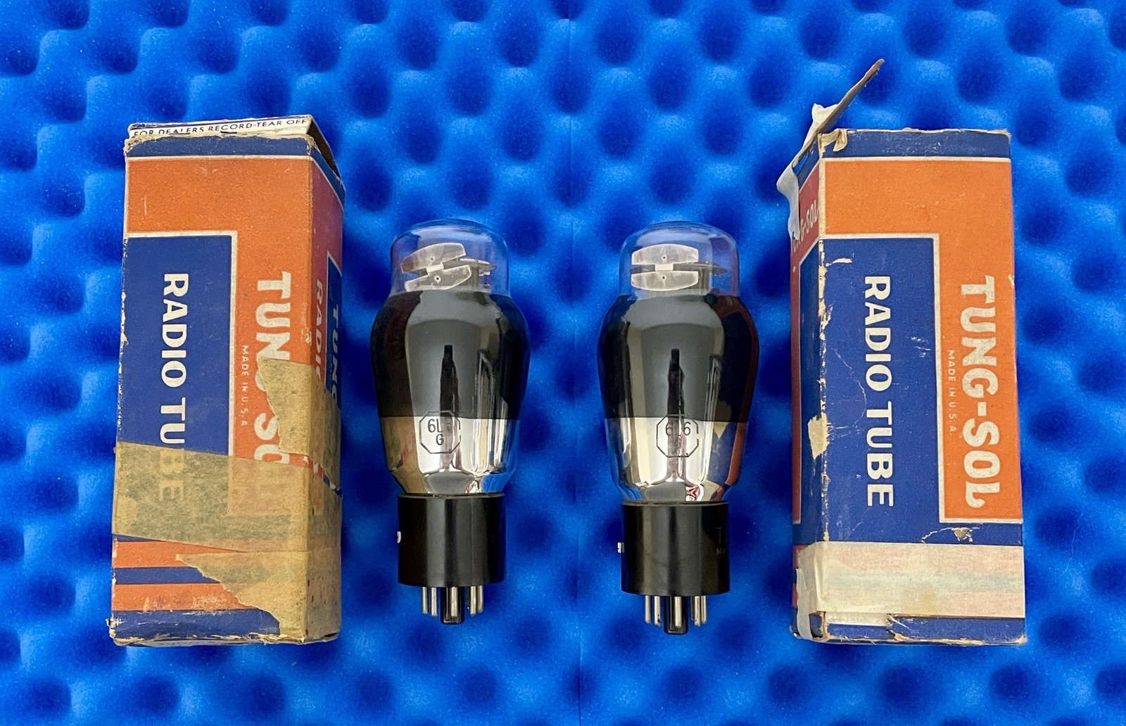 TWO Tung Sol 6L6G Tubes /Amplitrex Tested / Smoked Glass Tall Coke Bottle Shape