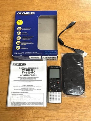 Olympus VN-8100 PC Digital Voice Recorder With Box Sleeve Handheld Tested Works