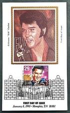 1¢ WONDER'S ~ ELVIS PRESLEY FDC 1993 COLONARO SILK CACHET ~ D823
