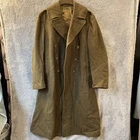 Vintage 40s 1942  WW2 US Army Military Wool Overcoat Trench Coat 38R Olive Green