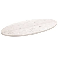 Tischplatte Weiß 100X50X2,5 Cm Massivholz Kiefer Oval