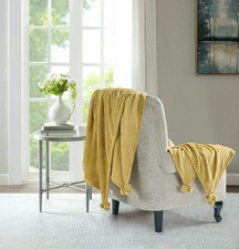 New Popcorn Pom Pom Waffle Throw Fleece Soft Warm Blanket Sofa Bed Chair Double.