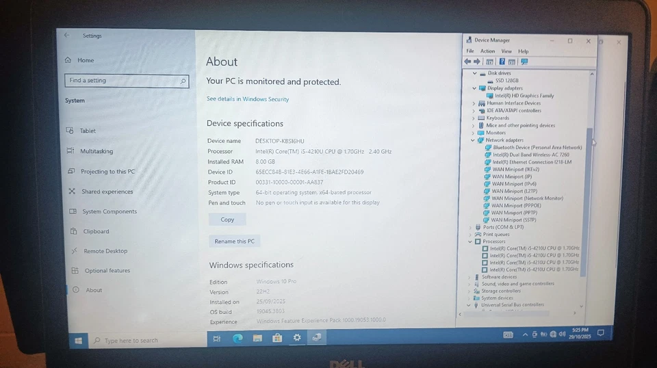 DELL LATITUDE e7440 Laptop 14" Intel i5-4210U CPU 8GB RAM 128G SSD Win 10 Pro - image 3 of 4