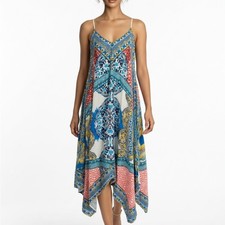 Jealous Tomato Handkerchief V Neck Bohemian Patchwork Women's S Sleeveless Dress