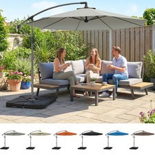 3(m) Garden Banana Parasol Cantilever Umbrella w/ Base Weights & Cover