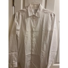 NWOT Calvin Klein Men's Slim-Fit White Long-Sleeve Button Dress Shirt 15.5 34/35