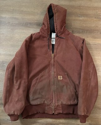 VTG Carhartt J130 CLY Active Jacket Mens XL Tall Clay Brick Canvas Hooded