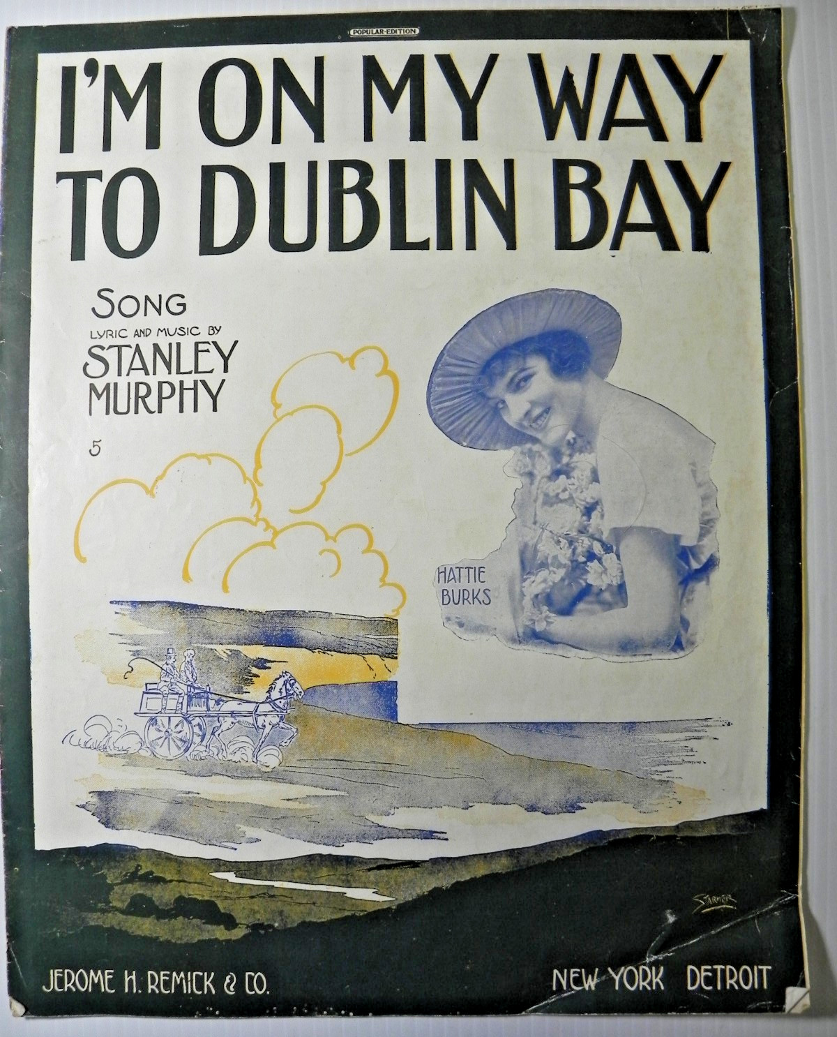 1915 I'm On My Way to Dublin Bay Vintage Sheet Music Hattie Burks Photo