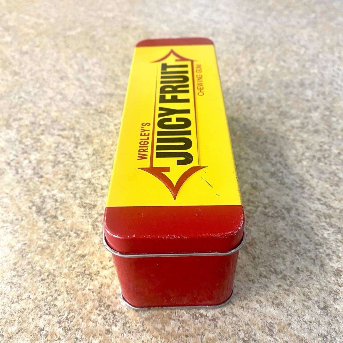 Vintage Wrigley's Juicy Fruit Chewing Gum Metal Hinged Tin Can