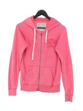Jack Wills Women's Hoodie UK 8 Pink Polyester with Cotton Pullover