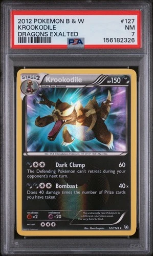 2012 POKEMON BLACK & WHITE DRAGONS EXALTED #127 KROOKODILE PSA 7