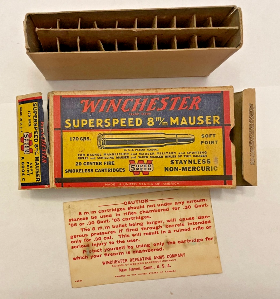 Winchester 8mm Mauser Super Speed Ammo - Box Empty - VINTAGE | eBay