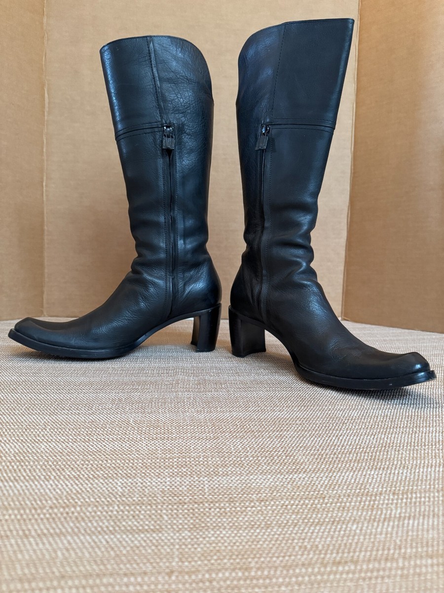 CNC Costume National Black Leather Mid-Calf Boots Vintage Costume National CNC Black Leather Boots with Mid  main image 2