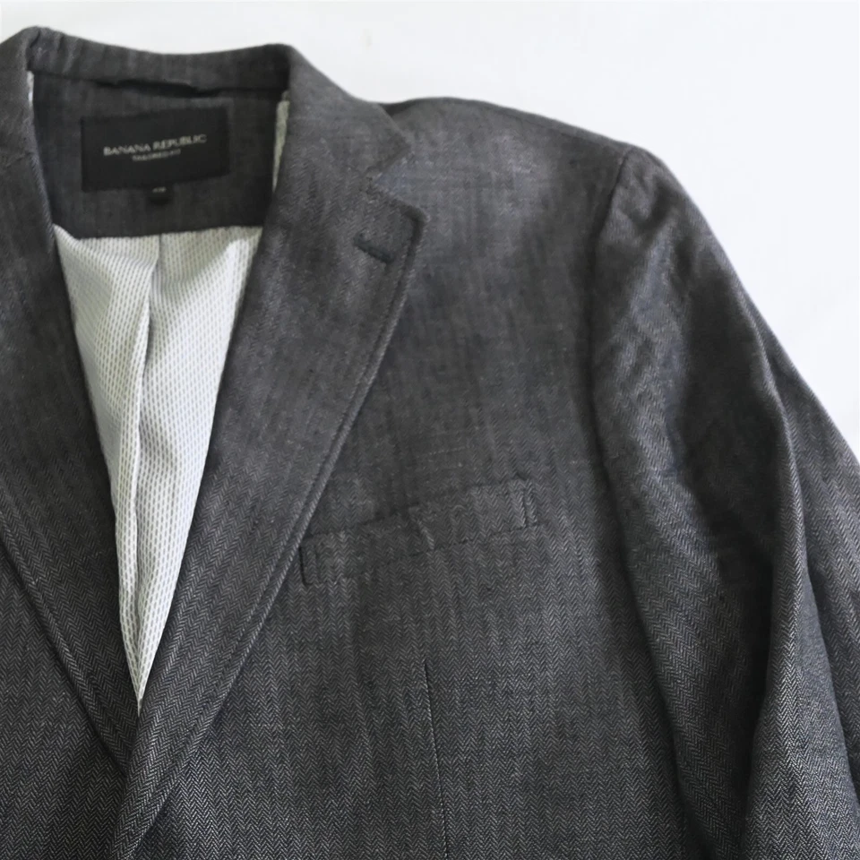 Traje Chaqueta Blazer Abrigo Deportivo Banana Republic 42R Espiga 100% Lino 950910 Foto 2 de 4