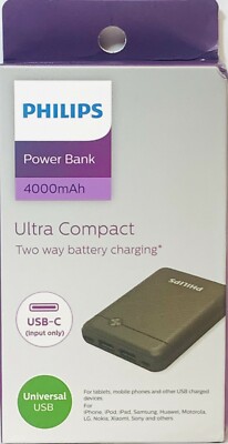 PHILIPS DLP1705CB/97 4000mAh Ultra Compact Power Bank Black NEW | eBay