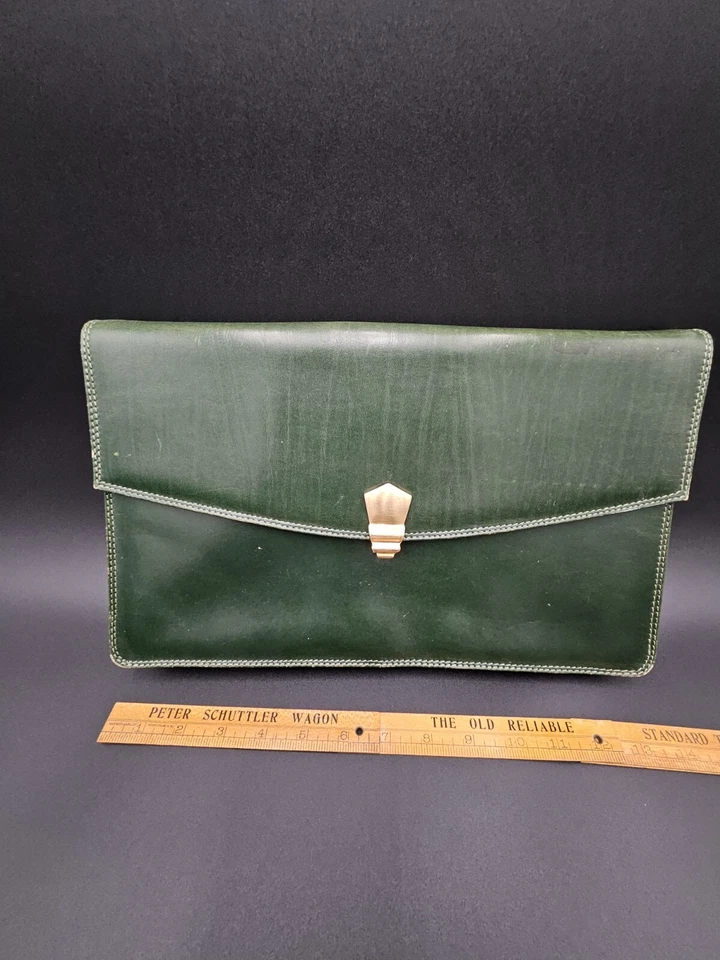 Bolso clutch vintage 1970 Oscar De La Renta verde bosque Foto 4 de 4