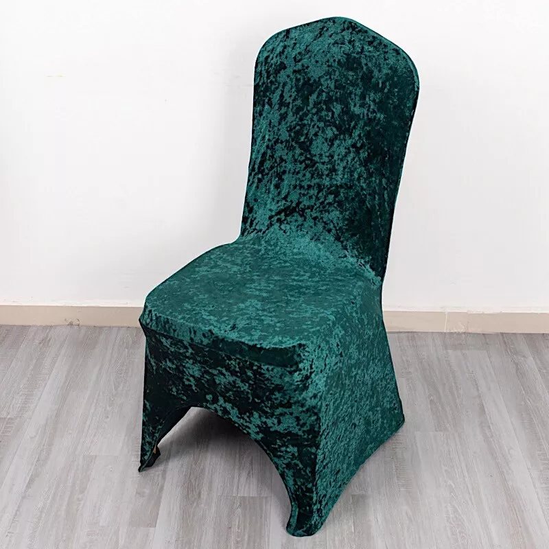 HUNTER GREEN Fitted Spandex Crushed Velvet Stretchable Banquet