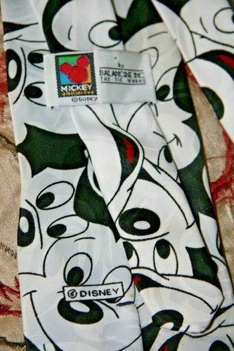 Vintage Disney Mickey Mouse Necktie Tie Black & White 100% Polyester Belt EUC - Picture 5 of 6