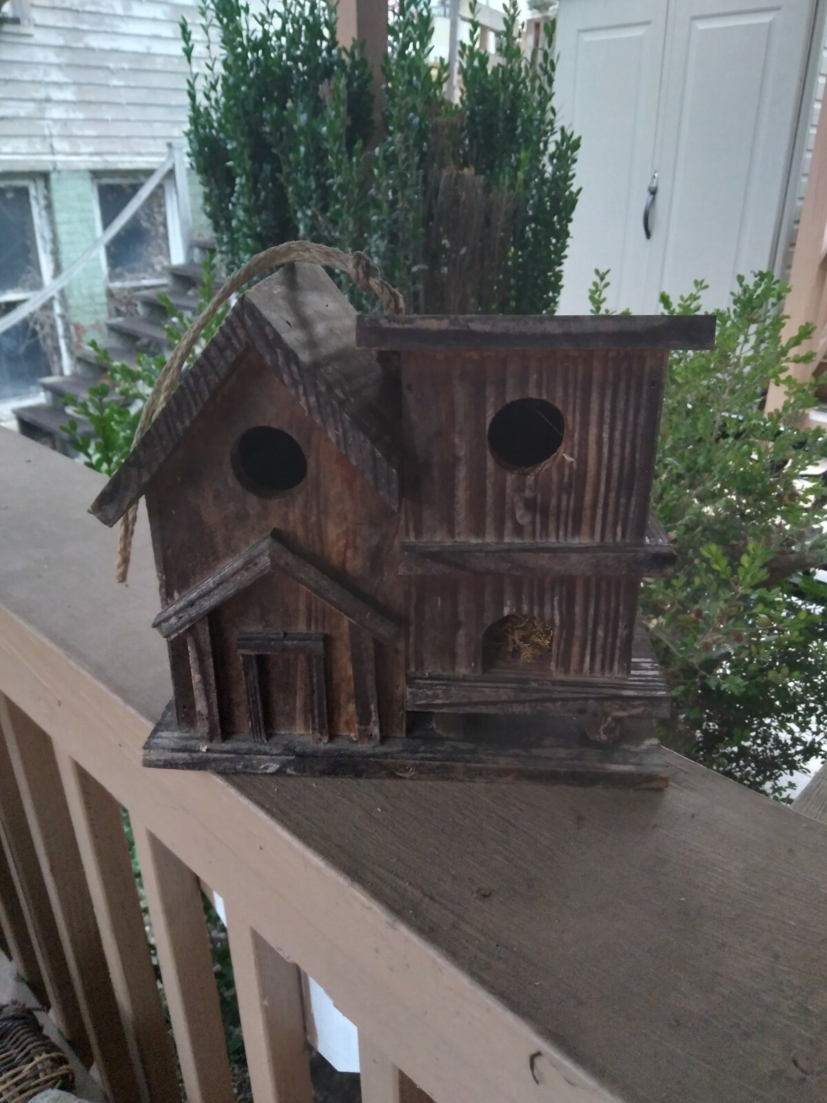Country Rustic Vintage Wooden double Bird House 8x7x5 functional 1