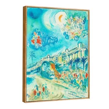 Framed Canvas Giclee Print Art Hug Bataille de Fleurs by Marc Chagall 24"x32"