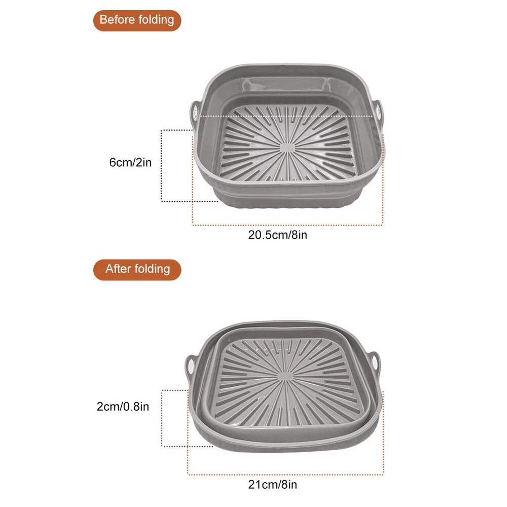 Air Fryer Silicone Pot Basket Liner Pot Non-Stick Safe Oven Baking Tray Foldable Air Fryer Silicone Pot Basket Liner Pot Non-Stick Safe Oven Baking Tray Foldable