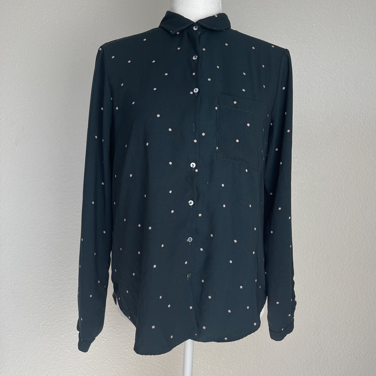 Zara Basic Keyhole Back Dark Green/Pink Polka Dot… - image 1