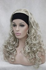 2025 blonde Mix 3/4 wig with headband curly Wavy long half wig Hivision