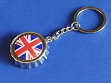 UNION JACK BRITISH FLAG UNITED KINGDOM BOTTLE CAP SHAPED KEY RING OPENER 251