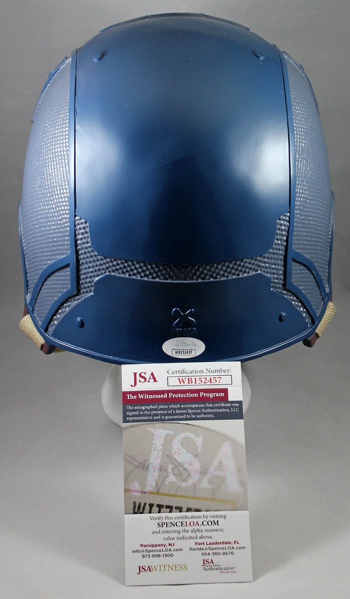 CHRIS EVANS SIGNED CAPTAIN AMERICA FULL-SIZE FIBERGLASS HELMET MARVEL +JSA  COA