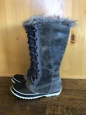 Sorel CATE THE GREAT 7 GRAY SKI  Boots EXCELLENT Waterproof Fur SNOW RARE knee