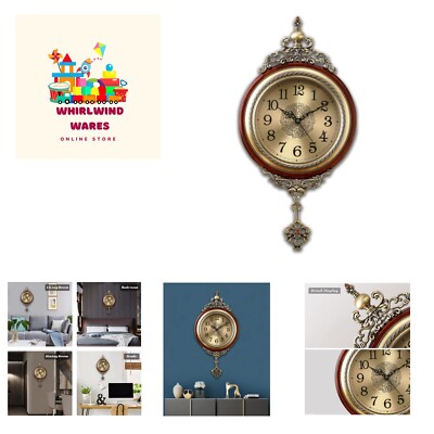 Decorative Pendulum Wall Clock Quartz Movement Vintage Silent Non