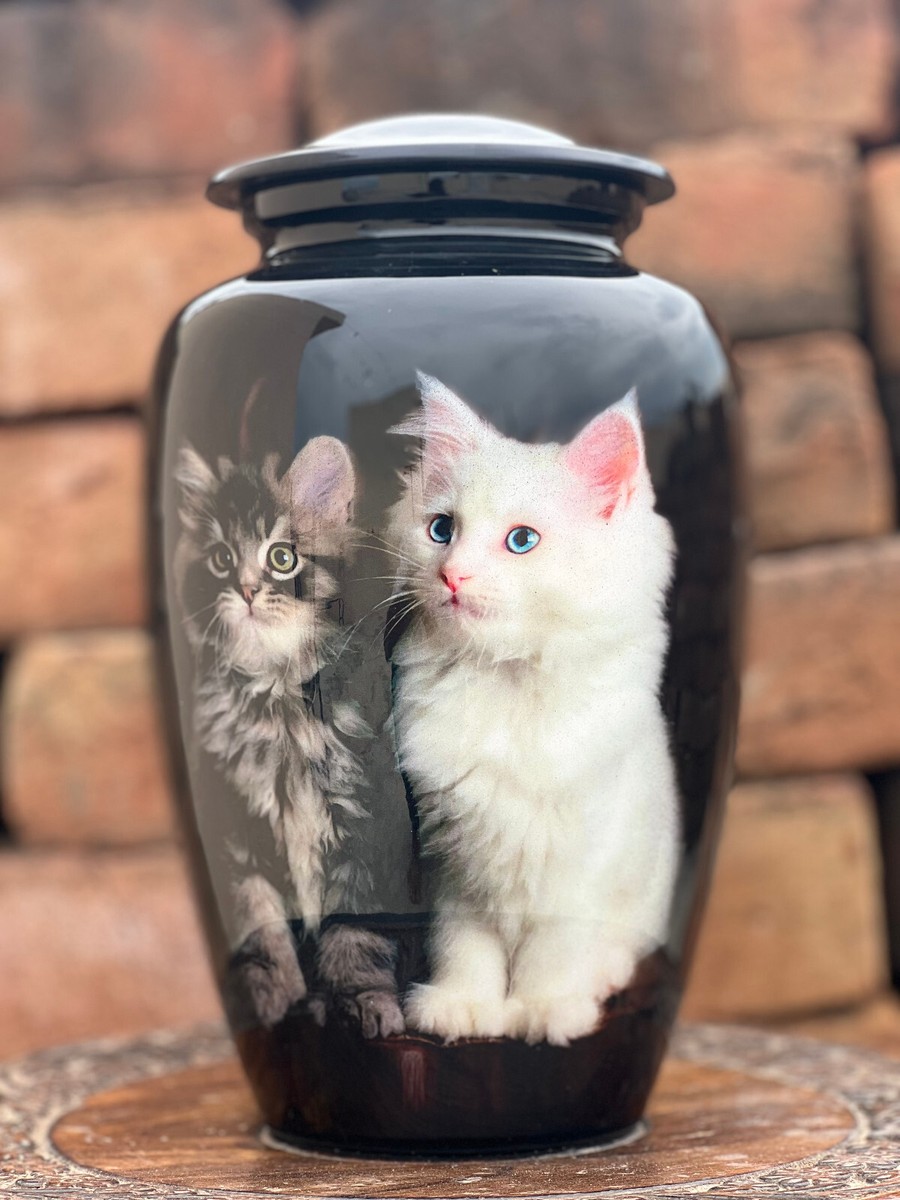 Beautiful Cat Black Cremation Urn for Human Ashes, Adult Urns Funeral Urns