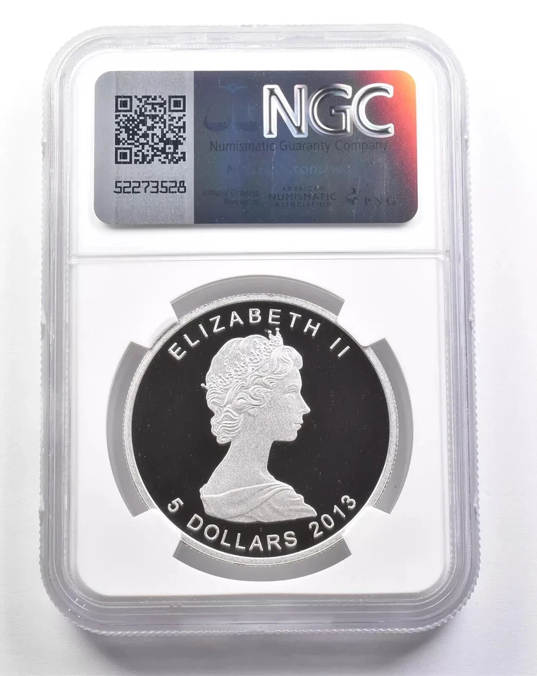 Canadá 2013 $5 1 oz plata .9999 hoja de arce dorado 25 aniversario PF69 NGC Foto 2 de 2