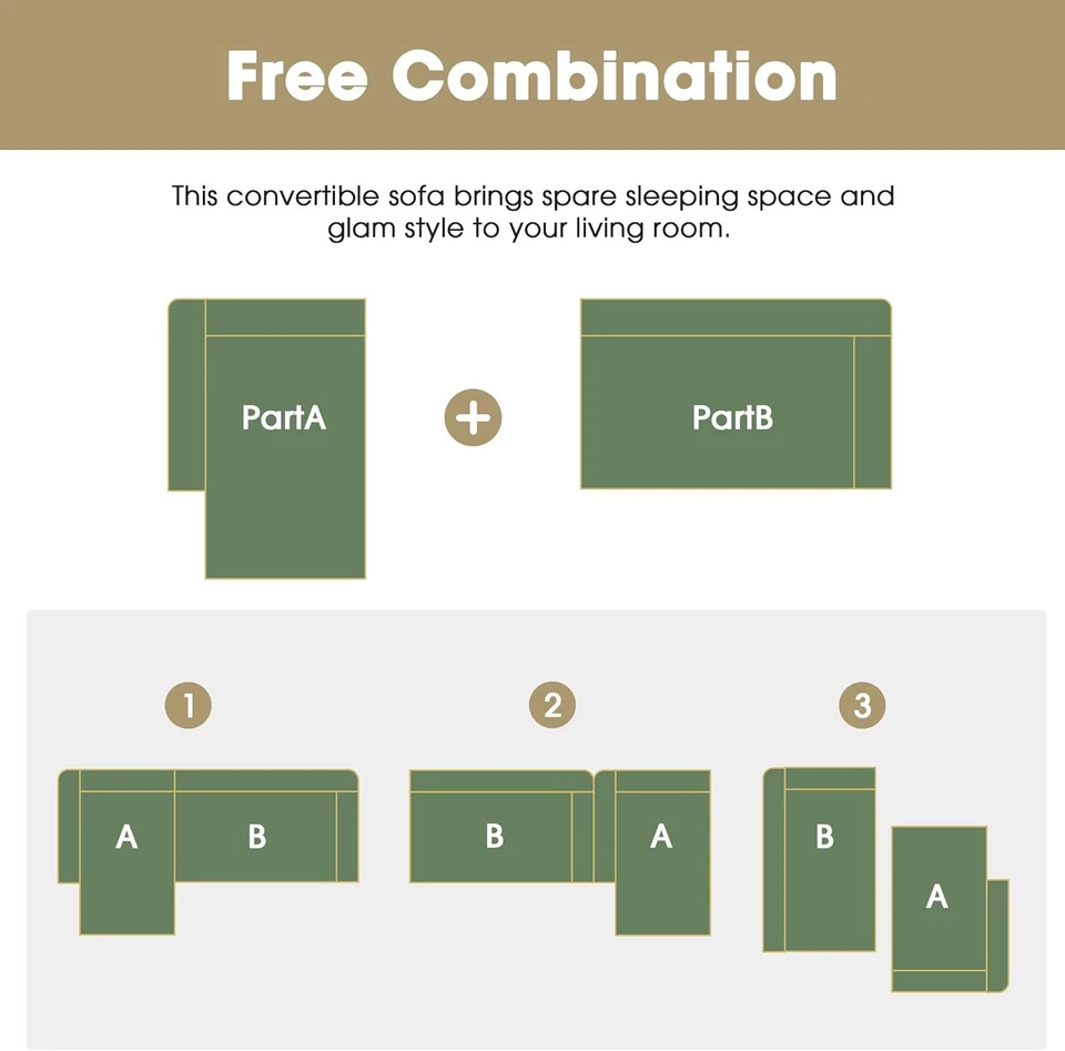 Chaise Lounge Free Combination Sofa Sectional Sofa L-shaped Corner Sofa DIY Sofa - Image 2 of 4