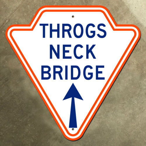 New York City Throgs Neck Bridge highway marker road sign 1961 12x12