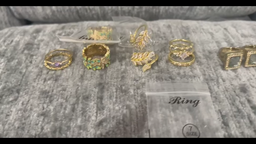 Blatt 18k Gelbgold vergoldet Ringe hübsche Damen Zirkonia Schmuck Größe 7 LOT - Video 1 von 1